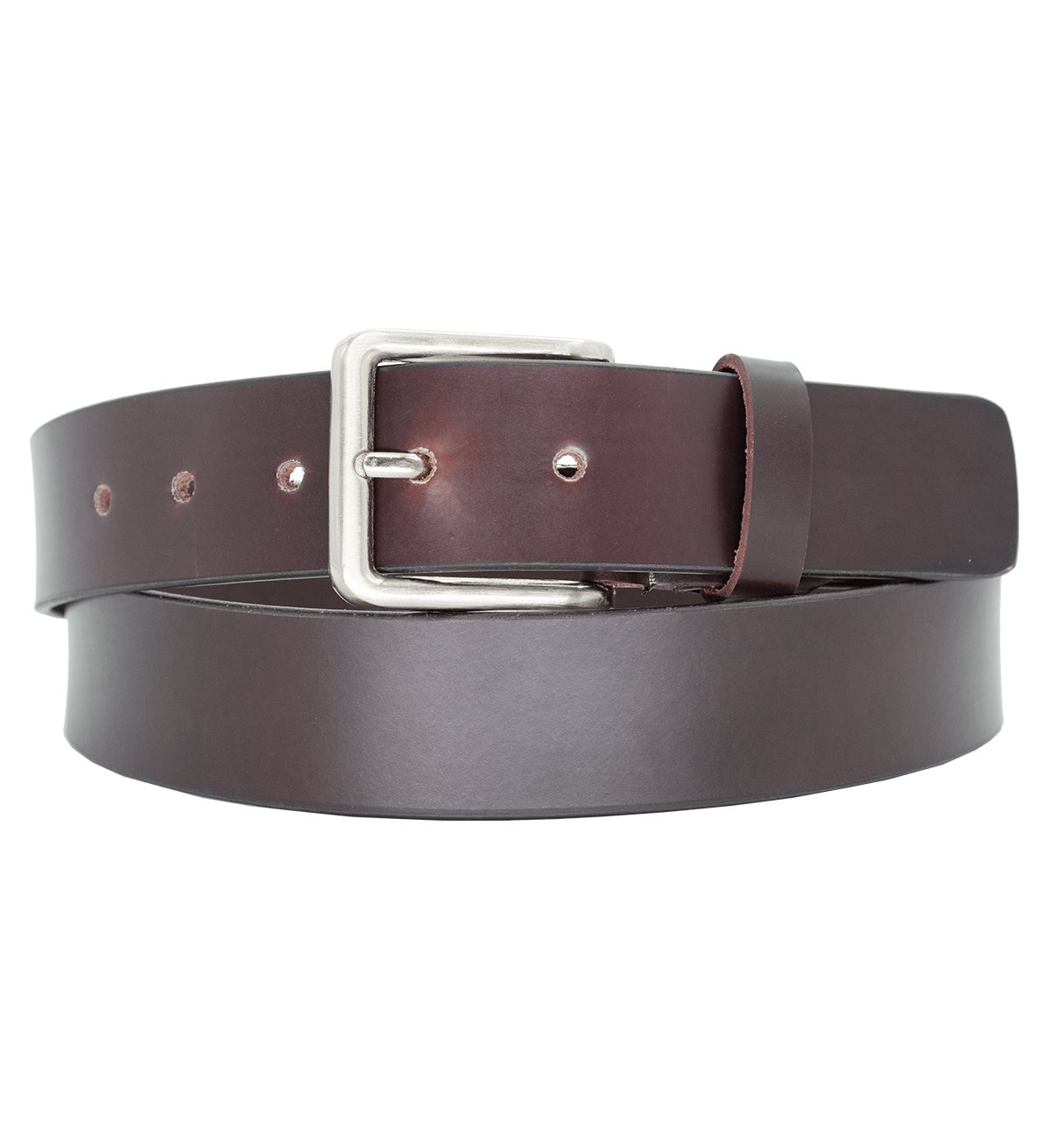 Men's Formal Leather Belt with Heavy Silver Buckle - #BT-1518