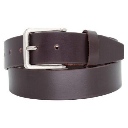 Men's Genuine Leather Belt with Heavy Silver Buckle - #BT-1528