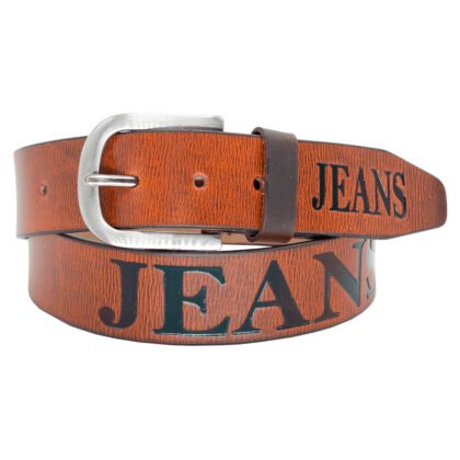 Men's Jeans Printed Genuine Leather Belt with Heavy Steel Buckle - #BT-1534