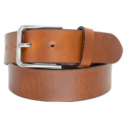 Men's Genuine Leather Belt with Heavy Silver Buckle - #BT-1542