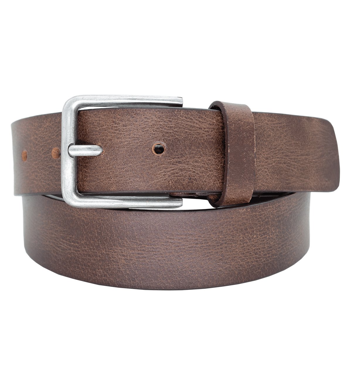 Men's Genuine Leather Belt with Antique Silver Buckle - #BT-1548