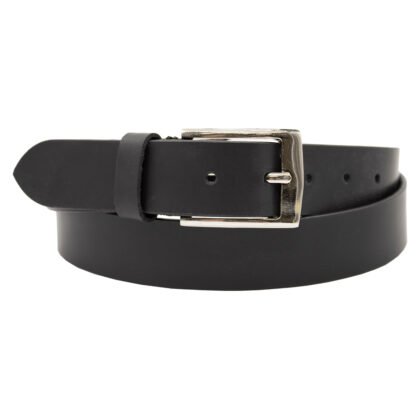 Men's Formal Leather Belt with Heavy Silver Buckle - #BT-1600-1