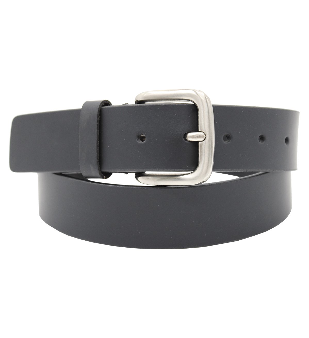 Men's Genuine Casual Leather Belt with Heavy Silver Buckle - #BT-1600