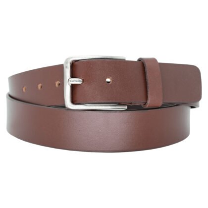 Men's Formal Leather Belt with Heavy Silver Buckle - #BT-1602