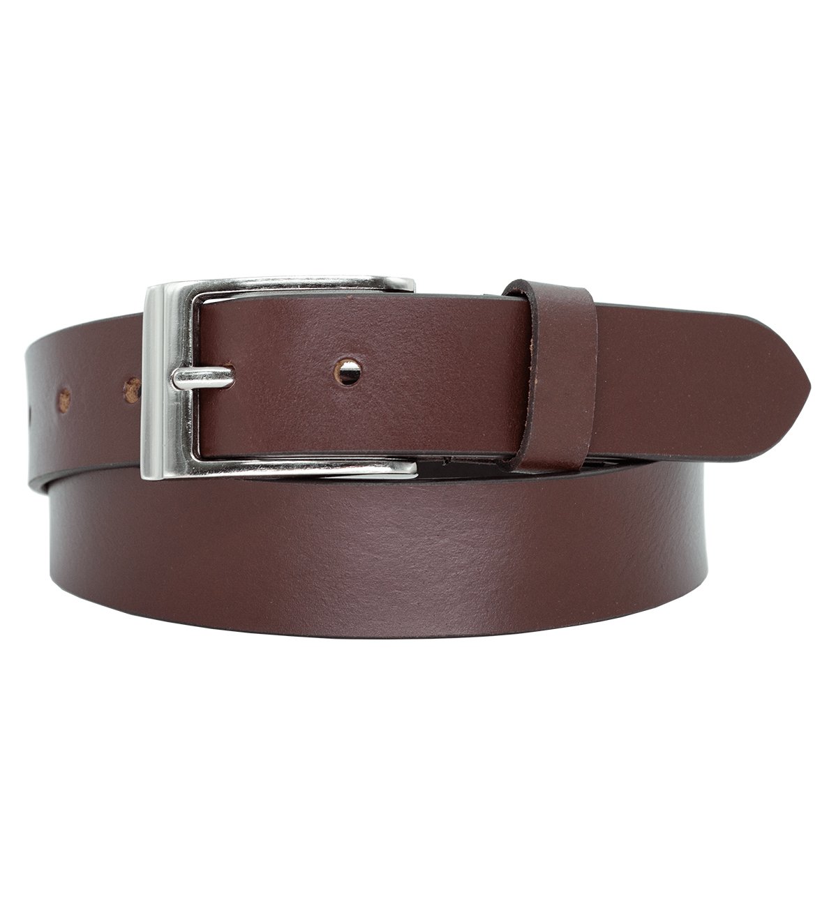 Men's Formal Leather Belt with Heavy Silver Buckle - #BT-1603-1