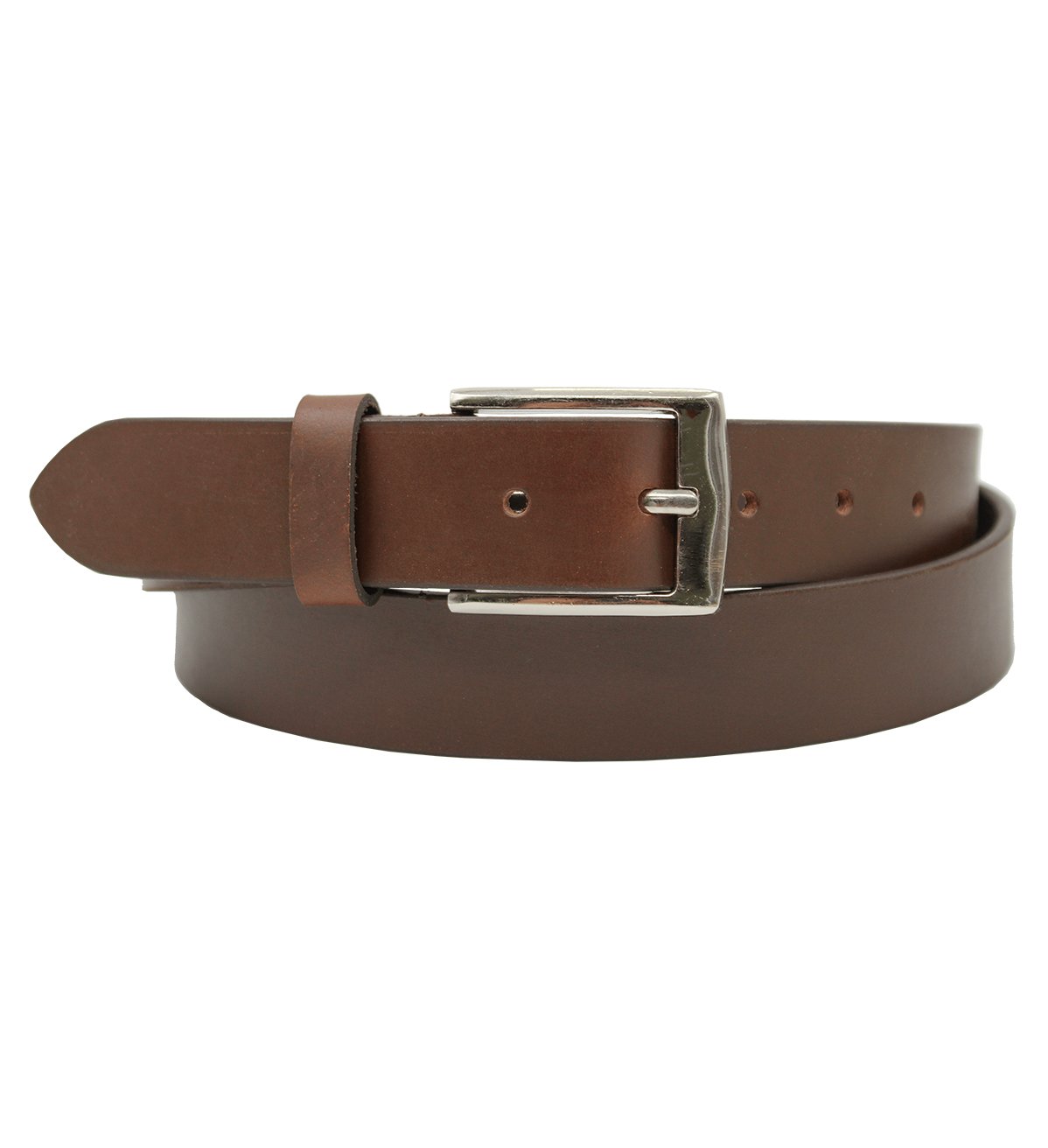 Men's Formal Leather Belt with Heavy Silver Buckle - #BT-1608-1