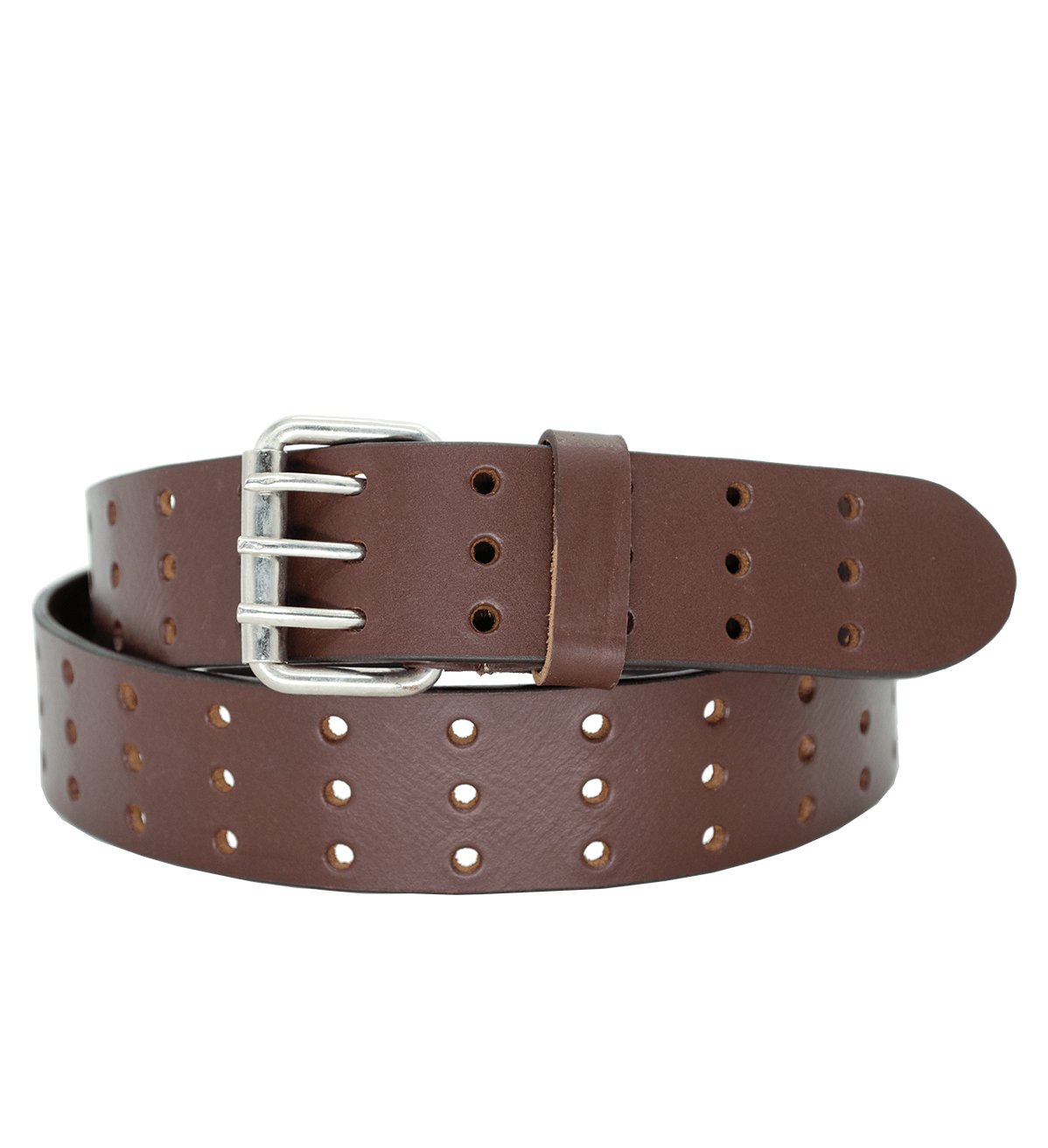 Men's 3 Pin Holes Casual Leather Belt with Heavy Silver Buckle - #BT-1609