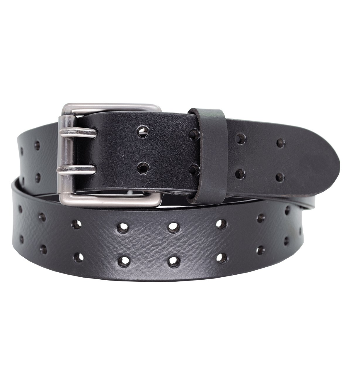 Men's Casual 2 Pin Holes Belt with Heavy Silver Buckle Leather Belt - #BT-1610