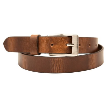 Men's Double Tone Leather Belt with Heavy Silver Buckle - #BT-1611-2