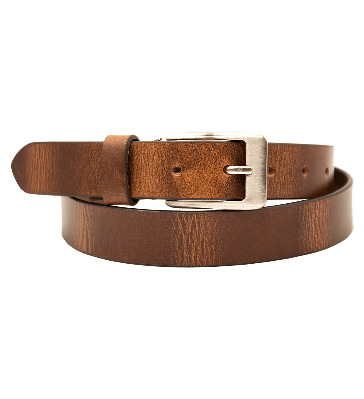 Men's Double Tone Leather Belt with Heavy Silver Buckle - #BT-1611-2