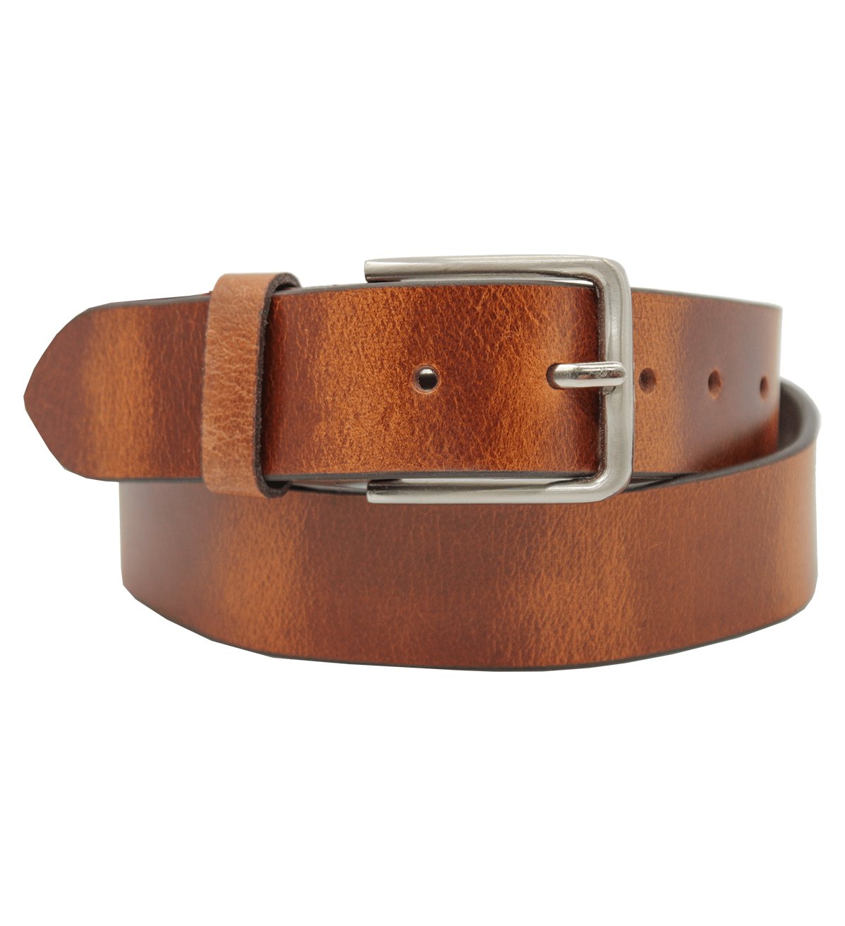 Men's Double-shaded Casual Leather Belt with Heavy Silver Buckle - #BT-1611