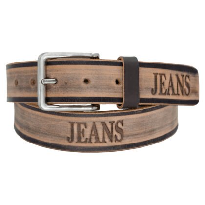 Men's Jeans Printed Leather Belt with Heavy Silver Buckle - #BT-1613 JN