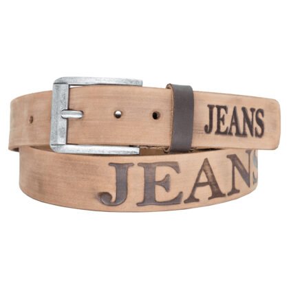 Men's Jeans Printed Casual Leather Belt with Heavy Antique Silver Buckle - #BT-1614 JN