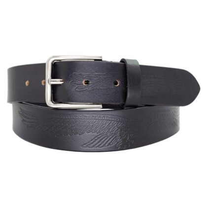 Men's Eagle Printed Casual Leather Belt with Heavy Silver Buckle - #BT-1621