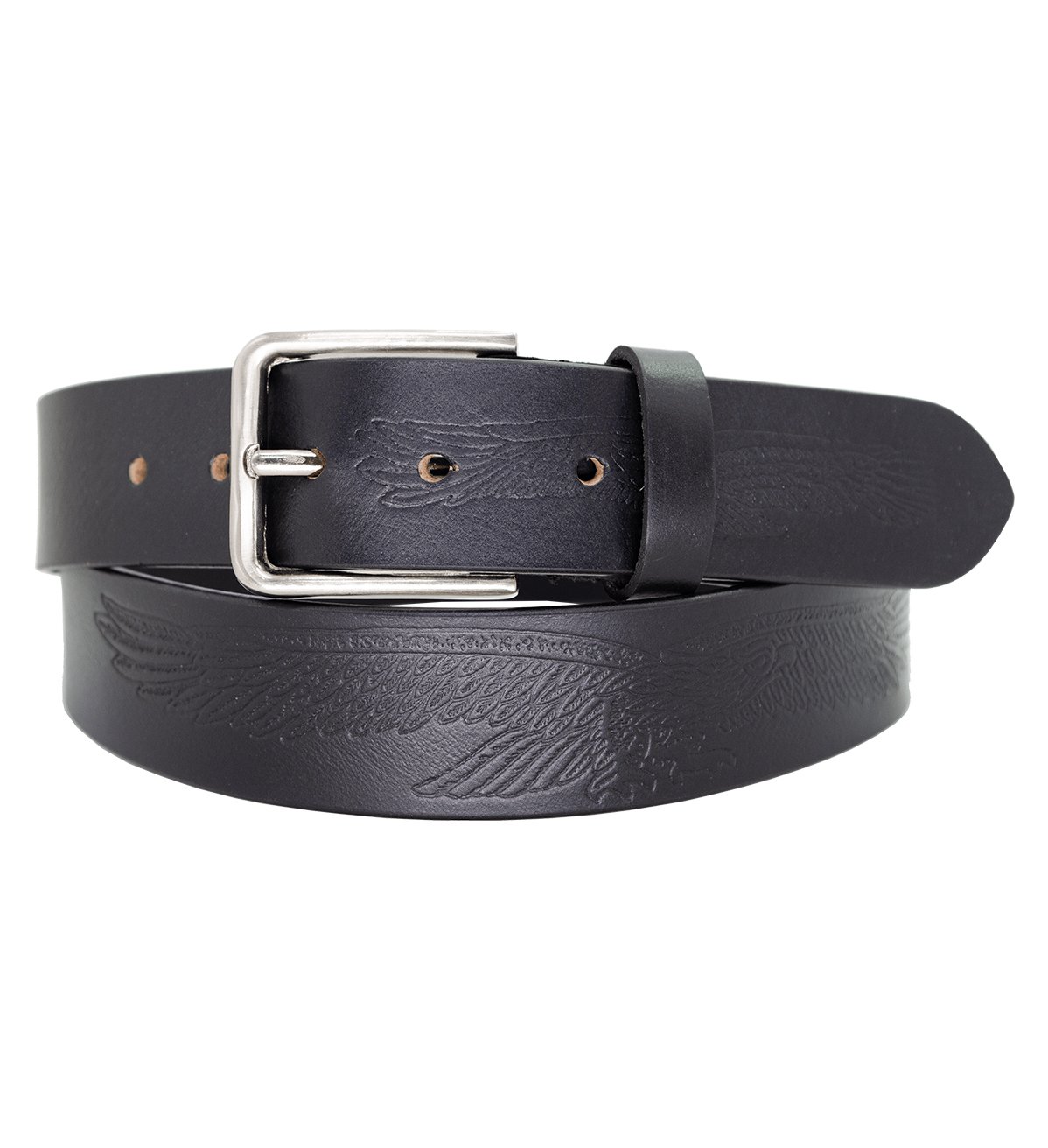 Men's Eagle Printed Casual Leather Belt with Heavy Silver Buckle - #BT-1621