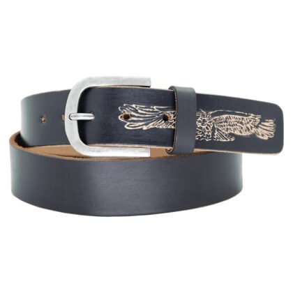 Men's Eagle Printed Casual Leather Belt with Heavy Antique Buckle - #BT-1622