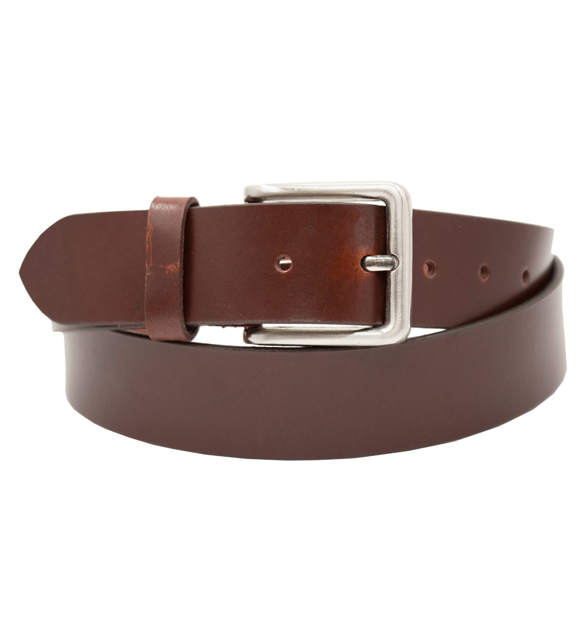 MACHO - Men's Genuine Leather Belt with Silver Heavy Buckle - #BT-818