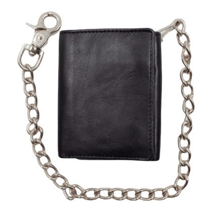 Trifold Biker Chain Wallet Genuine Leather with RFID Blocking - #BW-03RF