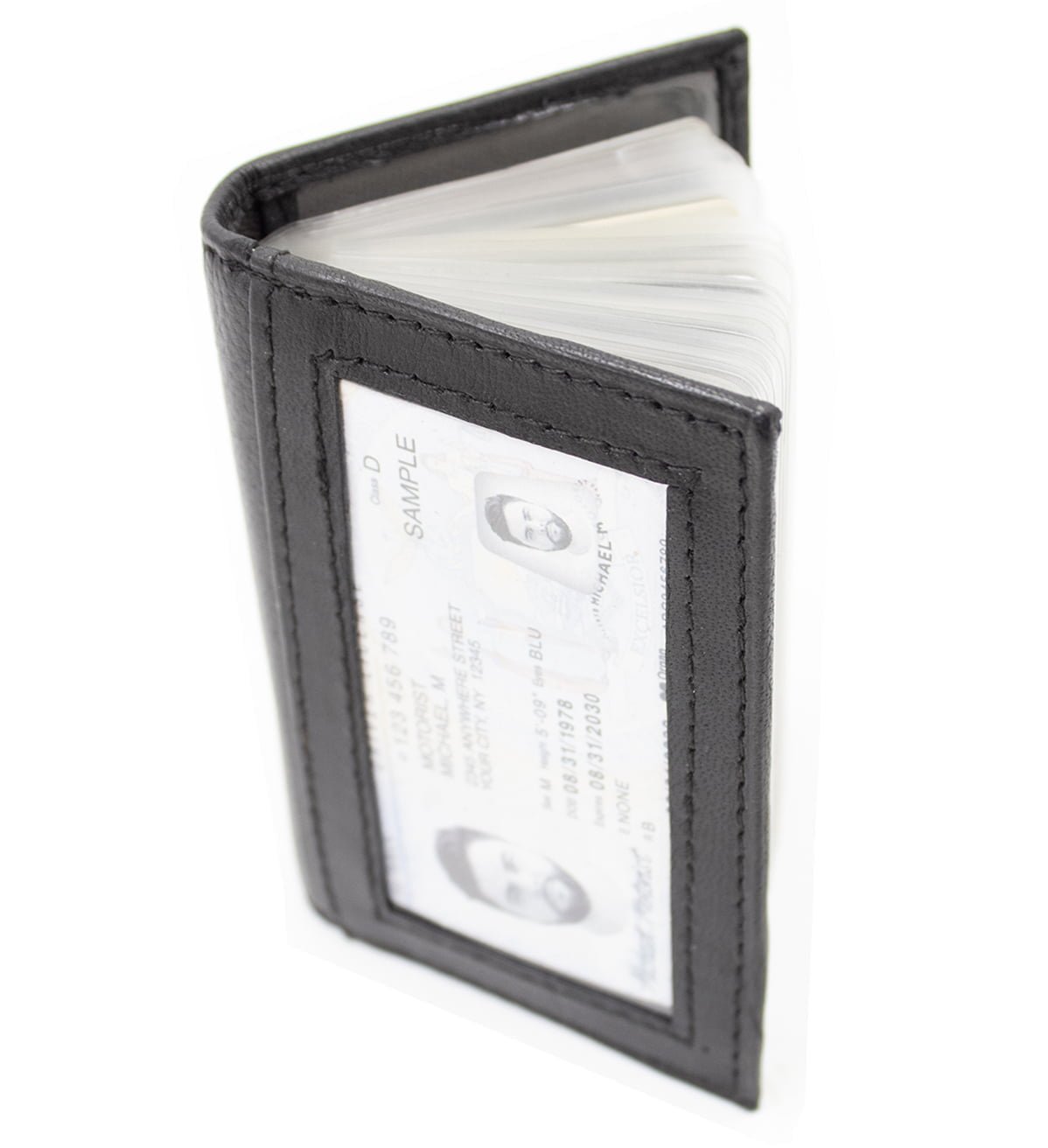 Credit Card Holder Book with 20 slots & ID Window Genuine Leather - #CC-009 RF