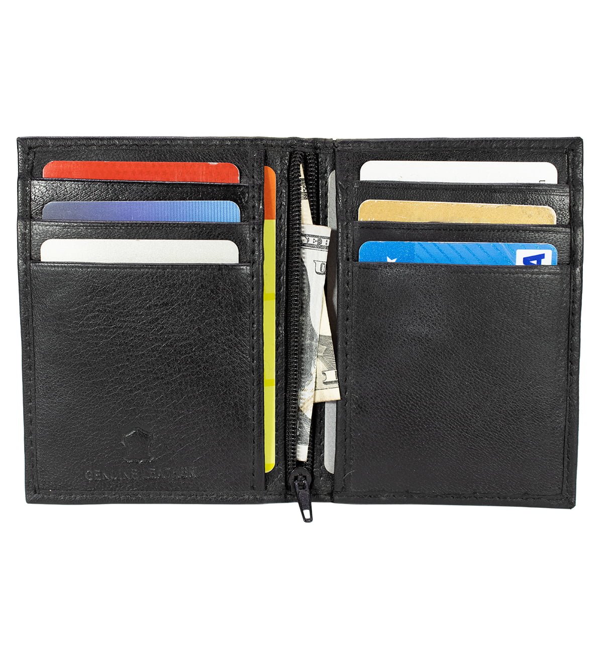 Bifold Middle Zipper Credit Card Holder with ID Window - #CC-158