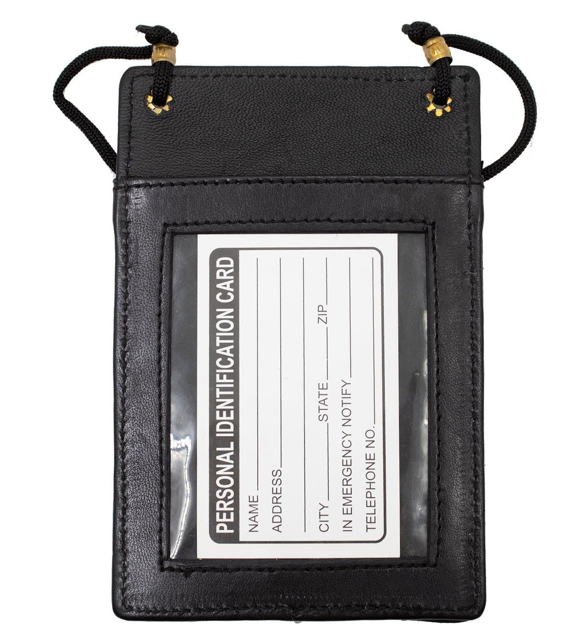 Neck Strap ID Holder with Big Pocket Genuine Leather - #ID-07