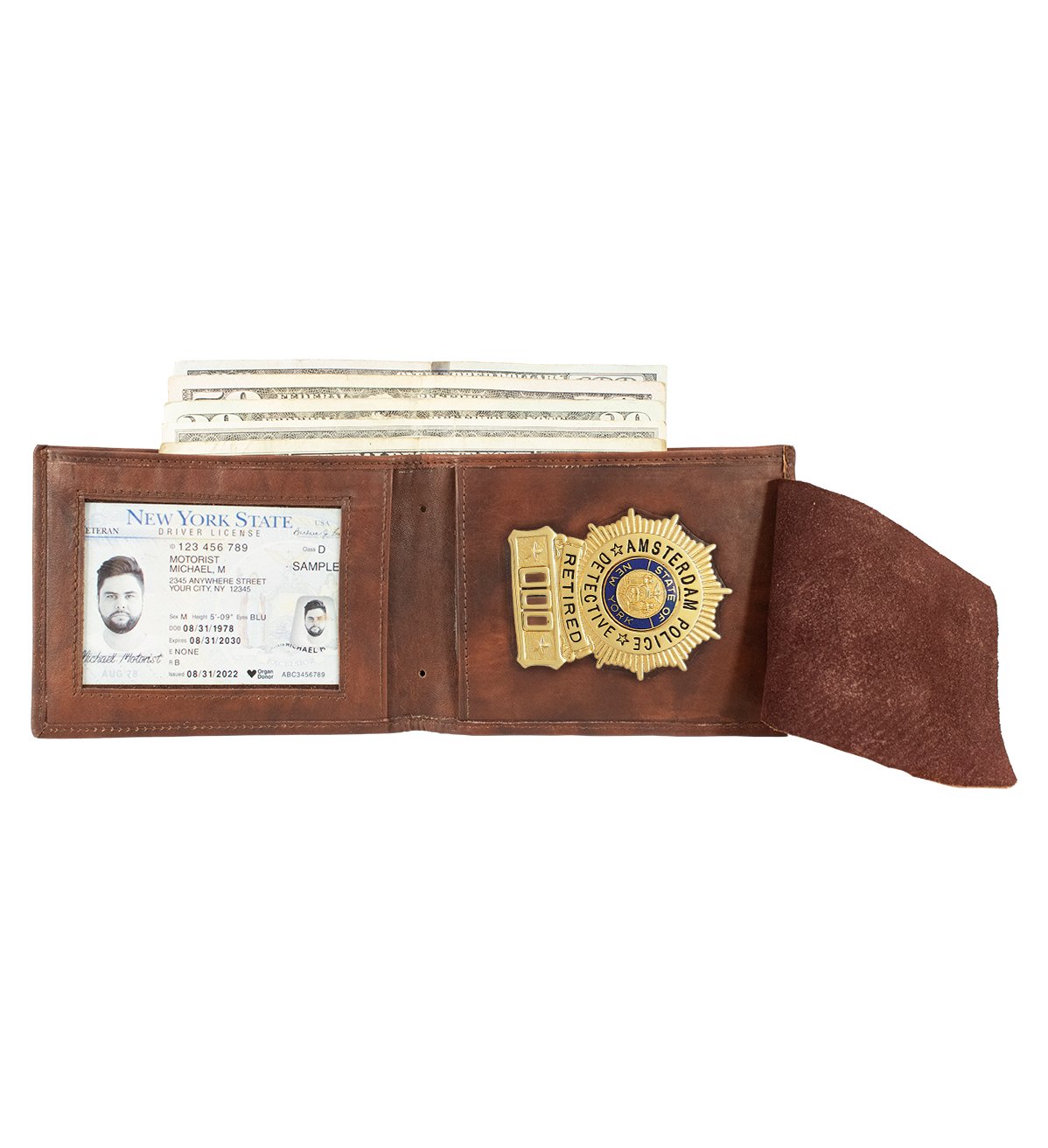 Bifold Police Badge Wallet Genuine Leather - #ID-103