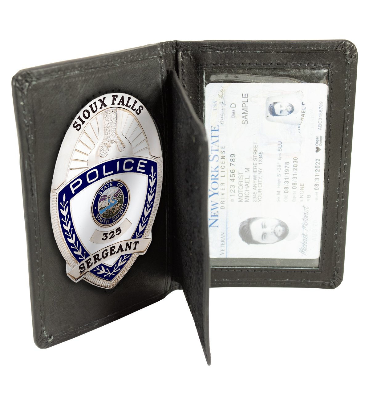 Bifold Police Badge Wallet Genuine Leather - #ID-104