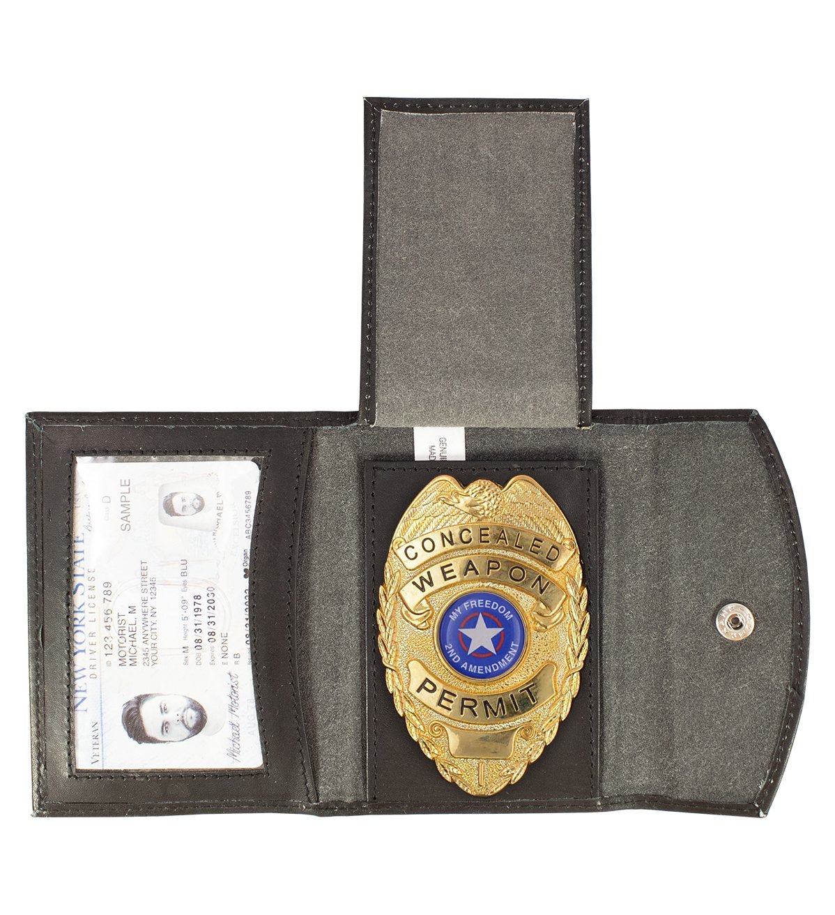 Bifold Police Badge Wallet Genuine Leather - #ID-105