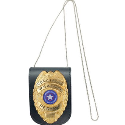 Police Neck Chain Badge Genuine Leather - #ID-110