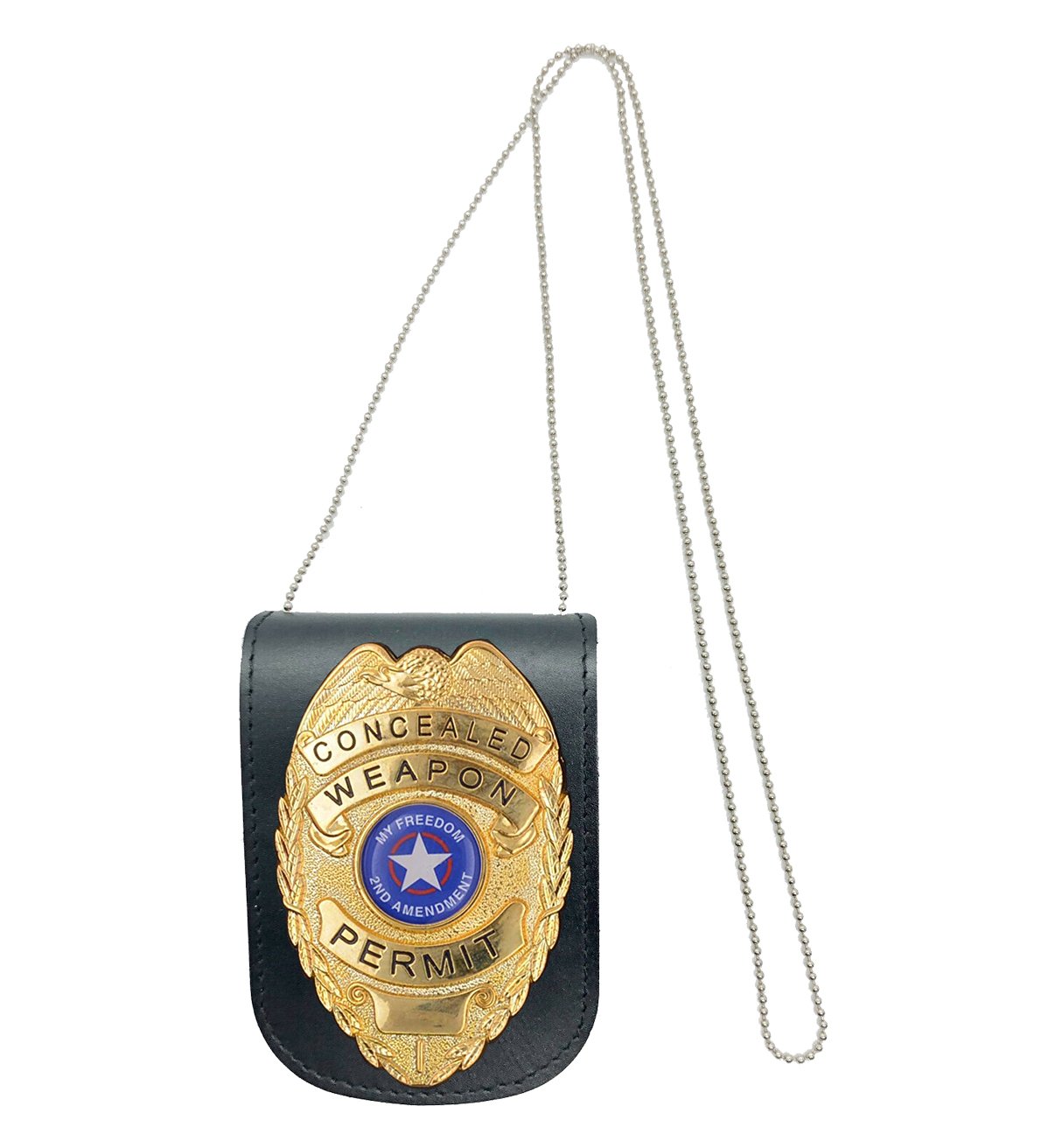 Police Neck Chain Badge Genuine Leather - #ID-110