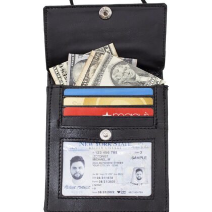 ID Holder with Credit Card Slots and Big Pocket Genuine Leather - #ID-68