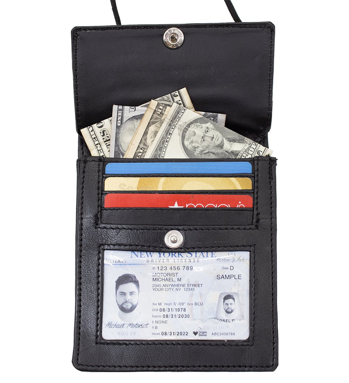 ID Holder with Credit Card Slots and Big Pocket Genuine Leather - #ID-68