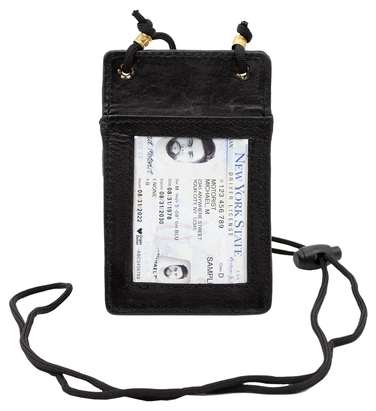 ID Holder with Neck Strap Genuine Leather - #ID-69