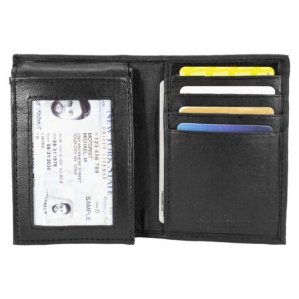 L-Shape Bifold Wallet Lambskin with RFID Blocking Genuine Leather - #LW-14 RF