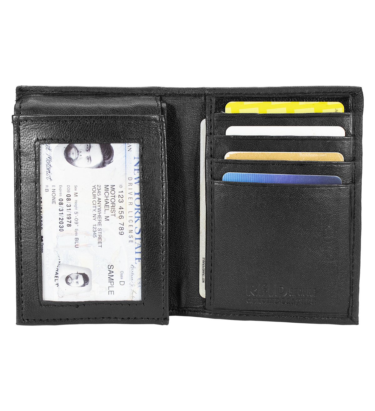 L-Shape Bifold Wallet Lambskin with RFID Blocking Genuine Leather - #LW-14 RF