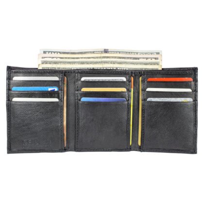 Lambskin Trifold Wallet with ID Window, RFID Blocking Genuine Leather - #LW-23H RF