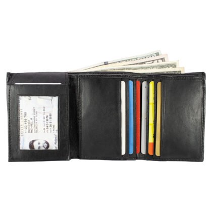 Lambskin Trifold Wallet with Left Upper Flap Genuine Leather - #LW-26