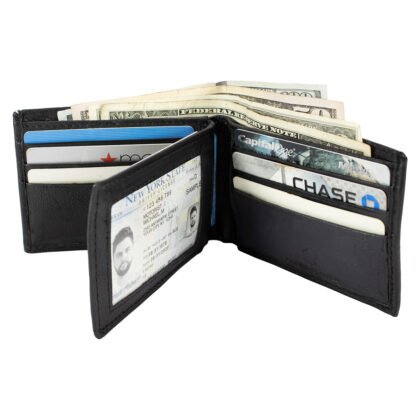 Lambskin Bifold Wallet with Center Flap & ID Window Genuine Leather - #LW-58