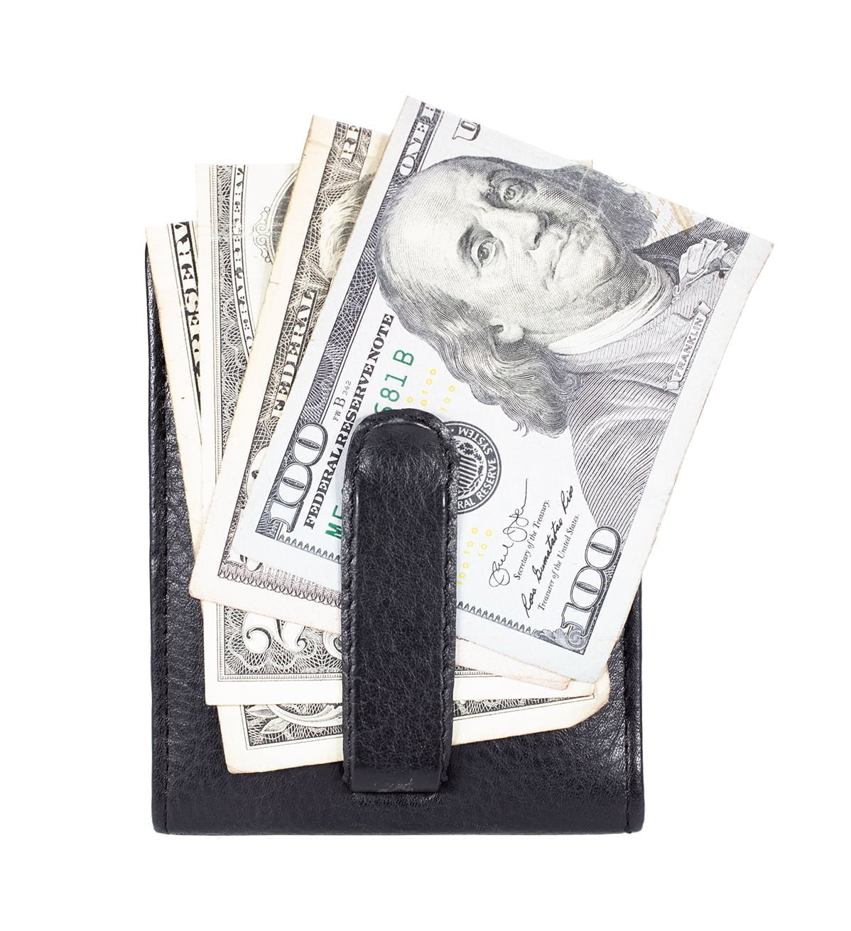 Bifold Money Clip with Credit Card and Currency Holder Genuine Leather - #MC-348