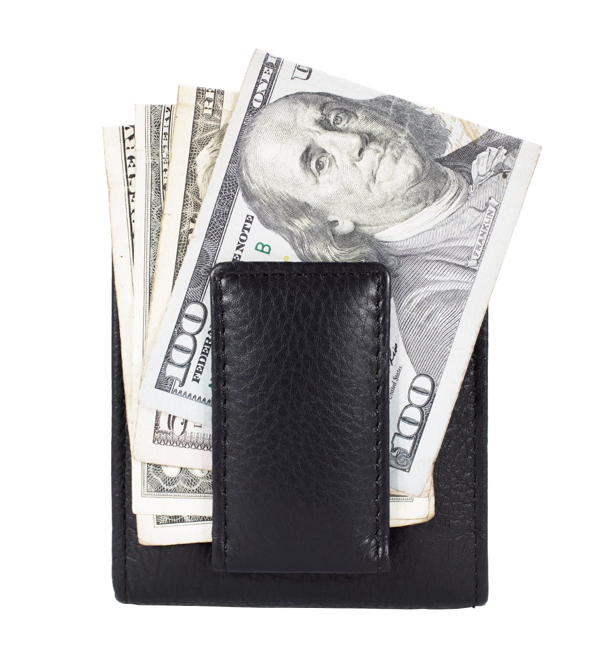 Money Clip with Credit Card and Magnetic Currency Holder Genuine Leather - #MC-349
