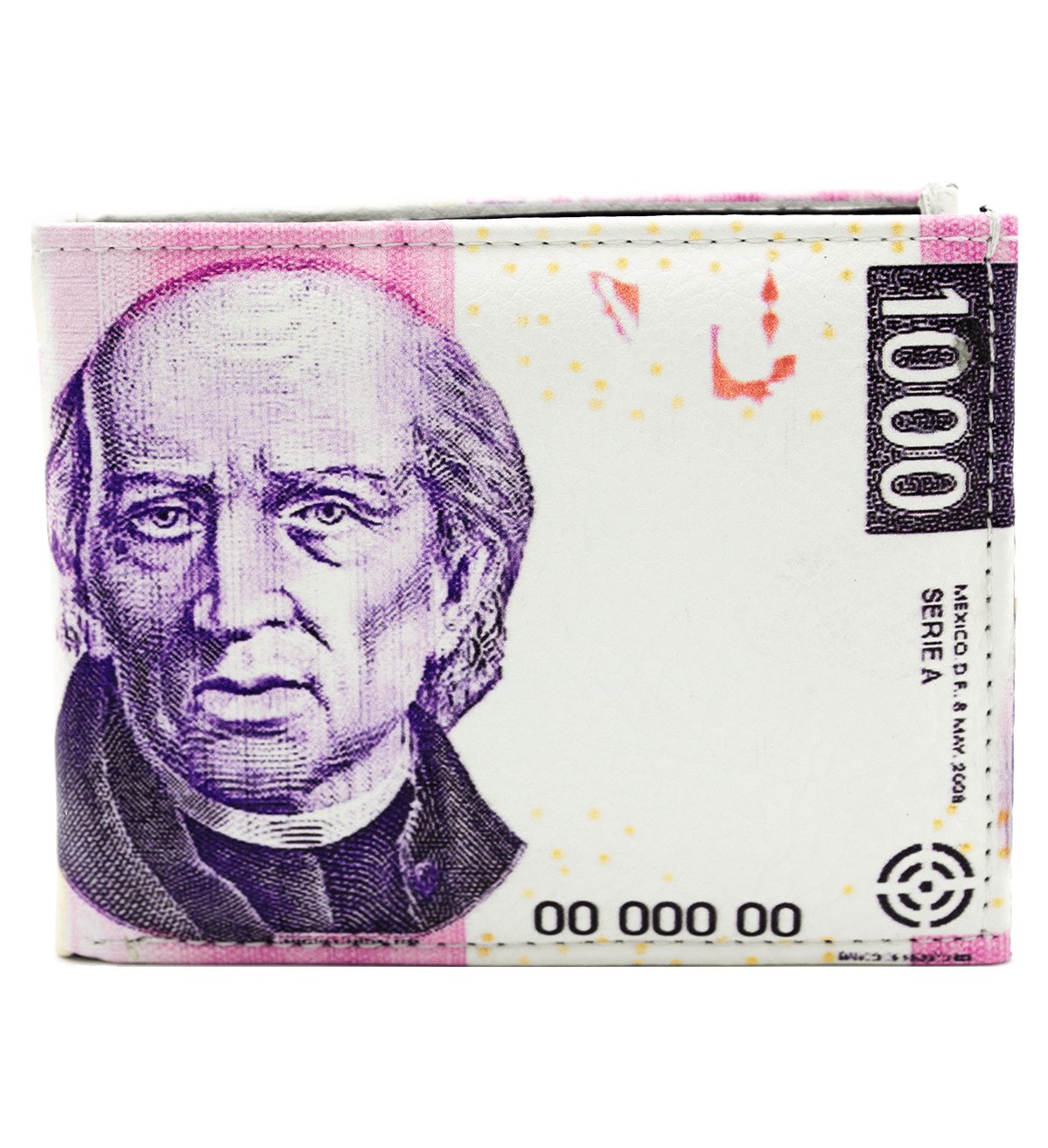 1000 Mexican Peso Bifold Printed Wallet Vegan Leather – #WL-1000 MXN PESO