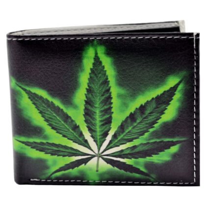Marijuana Leaf Bifold Printed Wallet Vegan Leather – #WL-MRN LEF