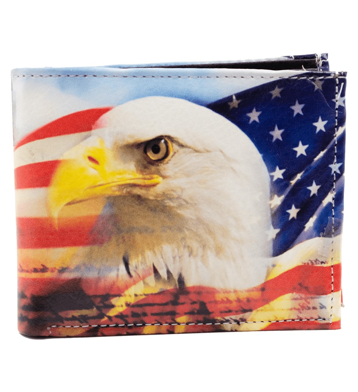 US Eagle Flag Bifold Printed Wallet Vegan Leather – #WL-EGL FLG